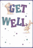 A delightful get well card brimming with cheerful optimism and vibrant colour, perfectly suited for brightening any recovery in Collier Row. Two tender friends-a soft teddy bear and a lively puppy-seem to leap off the page, each holding or balancing the bold, playful letters that spell 'Get Well'. Shades of indigo and teal flow through the thick, rounded text, confidently set against a creamy, inviting background, while scattered blue and purple stars add a whimsical, starlit energy. The careful illustration of each character's fur is so textured and authentic that you can almost sense their comforting embrace, not unlike the familiar feeling of a handmade bouquet arriving at your Collier Row doorstep. This card encapsulates more than well wishes: it becomes an emotional salve, offering warmth and reassurance as genuine as a neighbour's check-in or a fresh delivery from Flower Delivery Collier Row. For loved ones recuperating nearby-perhaps on Collier Row Road or beside Lawns Park-this pairing of heartfelt illustration and vivid hues is a gentle reminder that care and encouragement can arrive from just around the corner, delivered with kindness and local spirit.
